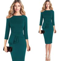 Hemlock Business Dress Lady, Women's Bodycon Dress Formal Dress Office Lady Dress Elegant Tunic Dress (S, Green)