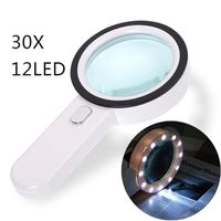 Magnifying Glass 30X, Large Magnifier with Light, LED Illuminated & Handheld, Premium High Power Magnify Glass for Reading Books, Seniors, Macular Degeneration, Stamps