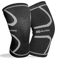 Blitzu Flex Plus Compression Knee Brace Men and Women for Joint Pain, ACL MCL Arthritis Relief Meniscus Tear Support for Running Gym Workout Recovery Best Sleeves Strap Patella 7mm 5mm (Medium, Black)