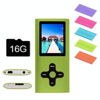 HDTShop MP3 MP4 Player Comes with a 16 GB Card, Portable Digital Music Player/Video/E-Book Reader, Support UP to 64GB TF Card,Ultra Slim 1.7" LCD Screen, (Green+Black)