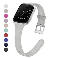 MEFEO Compatible with Fitbit Versa Bands, Slim Soft Silicone Sport Band Thin Narrow Wristband Replacement Strap for Fitbit Versa/Versa 2/Versa Lite Edition Women Men (Gray, Large)