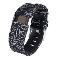 Gealpoor Newest Colorful Flower for Charge HR Bands,Soft Silicone Replacement Adjustable Band Sports Strap for Fitbit Charge HR Large/Small for Womens/Mens/Girls (S, Silver Flower)