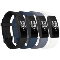 adepoy Compatible with Fitbit Inspire HR Bands for Women Men, Sports Soft Replacement Wristband for Fitbit Inspire/Inspire HR/Ace 2, Black Navy Gray White, Large