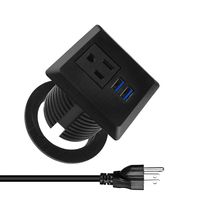 Deskt Power Grommet Outlet with USB, Fits 2" Grommet Hole, Recessed Power Strip Socket, Connect 6.5 ft Extension Cord, Great for Home Office Garage Workshop