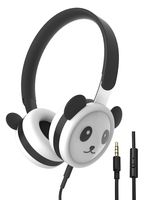 Panda Kids Headphones with Microphone, Stainless Steel Adjustable Headband, Food-Grade Silicone Skin, Volume Limited Wired Headset for Children Toddler Teens Boys Girls School Airplane Travel