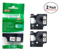 2/Pack LM Tapes - Premium LM-45010 1/2" Black on Clear Compatible Label Maker Tape, Replaces Dymo 45010 D1 Label Tape 12mm