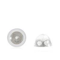 Universal EZback Earring Backs Soft Clear Silicone and Sterling Silver Small 1 Pair