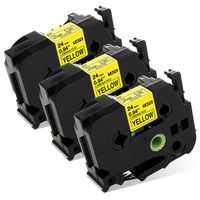 Airmall 3 Pack Compatible 24mm TZ-651 TZe-651 Black on Yellow Laminated Label Tape to use with PT-D600 PT-D600VP PTE550W PTP700 PTP750W Label Maker 0.94 inch (24mm) X 26.2 feet (8m)
