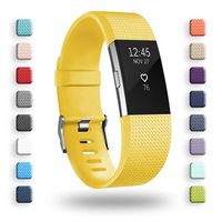 POY Replacement Bands Compatible for Fitbit Charge 2, Classic & Special Edition Adjustable Sport Wristbands (Lemon Yellow, Small)