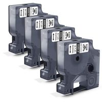 4-Pack 16955 Compatible Dymo Permanent Polyester Label Tape, 1/2in. x 18ft. Black On White, Use with DYMO Rhino 4200, 5200, 5000, 6000, 6500