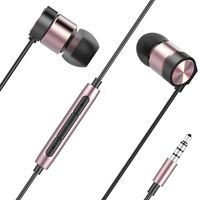 BOTUO Wired Bass Earbuds with Microphone and Remote Stereo Ear Earphones Headphones for iOS and Adroid Cell Phone Rose Gold