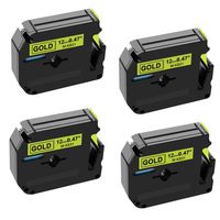 Buyalot Compatible MK831 M831 Tape Replacement for Brother Ptouch Label Maker PT-M95 PT-65 PT-85 PT-45 12mm 0.47 Inch Black on Gold, 26.2 Feet, 4-Pack