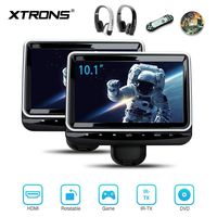 XTRONS Universal 10.1 inch Car Headrest Multimedia CD DVD Player with HDMI USB SD Port Support 8Bit & 32Bit Games Screen Sharing Mounting Bracket & 2pcs IR Wireless Headphones Included
