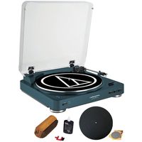 Audio-Technica Wireless Belt-Drive Stereo Turntable with RCA D4+ Vinyl Record Cleaner, Navy + Silicone Rubber Universal Turntable Platter Mat