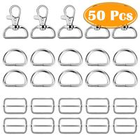 Paxcoo 50Pcs Keychain Bulk with Key Chain Swivel Hook D Rings and Slide Buckles for Handbag Purse Hardware Craft