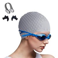 Tripsky Silicone Swim Cap with Earplugs Nose Clips,Comfortable Bathing Cap Ideal for Curly Short Medium Long Hair, Swimming Cap for Women and Men,Create Good Streamline