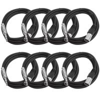 SEISMIC AUDIO - SATRXL-M10-8 Pack of Black 10' XLR Male to 1/4" TRS Patch Cables