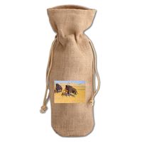 Indians Simulating Buffalo (Remington) Jute Burlap Burlap Wine Drawstring Bag