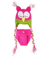 Newborn Photography Prop Handmade Crochet Knitted Rose Red Owl Baby Caps