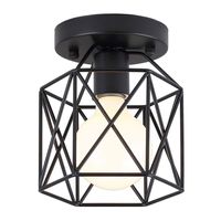 KOONTING Retro Vintage Industrial Flush Mount Ceiling Light, Mini Painting Metal Pendant Light Ceiling Light Fixture for Hallway Stairway Bedroom Kitchen, Black.