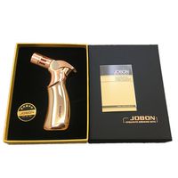 Windproof Refillable Four Torch Jet Flame Butane Cigarette Cigar Lighter Gift Box Gold