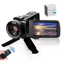 Video Camera Camcorder, Digital YouTube Vlogging Camera FHD 1080P 30FPS 24MP 16X Digital Zoom 3 Inch Touch Screen Video Recorder with Remote Control and Tripod, 2 Batteries