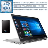 2020 Lenovo Flex 5 15 2-in-1 15.6" FHD Touchscreen Laptop Computer, 8th Gen Intel Quad-Core i5-8250U, 16GB DDR4 RAM, 2TB PCIe SSD + 1TB HDD, GeForce MX130, Windows 10 + EST 500GB External Hard Drive