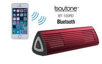 Boytone BT-120RD Portable Wireless Bluetooth Speaker, Built-in Microphone, 2 Stereo speaker, Rechargeable battery. Aluminum Casing. Works with iPhone, iPad, Samsung, Tablets an (Certified Refurbished)