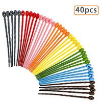 40 Pack of Silicone Cable Management Ties Assorted Colors Smart Ties Cord Wrap Organizer Rubber Twist Ties Heavy Duty Reusable Zip Ties for HDMI Wires Earphone Food Bag, 8.5 Inch