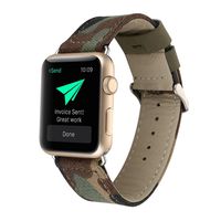 WonderKathy Compatible for Apple Watch Band Denim Grain Printed Leather Cowboy Style Pattern Wristband with Metal Clasp Watch Strap Compatible for iWatch Series 3 2 1