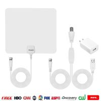 TV Antenna Indoor HD Digital TV Antenna with 50 Miles Long Range Amplifier HDTV Signal Booster Upgraded Version-10ft Coax Cable, White