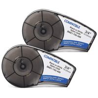 MarkDomain Replace M21-750-499 0.75" x 16' Black On White High Adhesion Nylon Cloth Label Tape Cartridge(2 Pack), Compatible with Brady BMP21-PLUS, IDPAL, and LABPAL Label Maker Printers