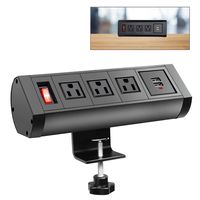 Desktop Clamp Power Plug Outlets with 2 USB Ports, Removable Mount Multi-Outlets, Power Strip Socket Connect 3 Plugs for Reading Home Office