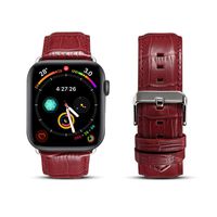 Apple Watch 38mm, Fashion Crocodile Pattern Genuine Leather Soft Strap with Silver Metal Buckle for Apple iWatch Series 4/3/2/1 38mm Wine Red