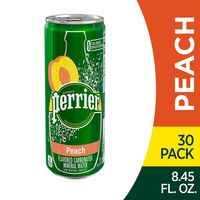 Perrier Peach Flavored Carbonated Mineral Water, 8.45 Fl Oz (30 Pack) Slim Cans