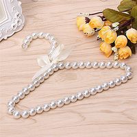 JPONLINE 1pcs Plastic Pearl Beaded Bow Clothes Dress Coat Hangers Wedding For Kid Children Save-Space Storage Organizer Dry Rack