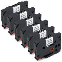 JetSir Compatible Replacement for Brother TZe221 TZe-221 TZ221 TZ-221 Label Tape 6 Pack,Use on Brother P-Touch PT-D210 PT-D200 PT-1800 PT-D400 PT-1700 PT-1750 Label Maker,Black on White,9mm x 8m