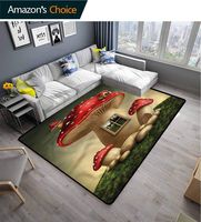 TableCoversHome Mushroom Floral Area Rug Soft, Alone Fantasy House Forest Pattern Printing Rugs, Durable Rugs - Living, Dinning, Office, Rooms & Bedrrom, Hallway Carpet (8'x 10')