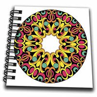 3dRose db_28978_3 Circular Motif in Jewel Tones Mini Notepad, 4 by 4"