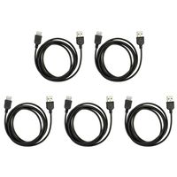 5 Pack Fenzer Black Data Sync Charger Extension Cable for Any USB 2.0 Device