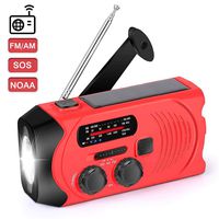 NOAA Weather Radio for Emergency Solar Hand Crank Self Powered Portable Radio, AM/FM Radio with LED Flashlight,SOS Alarm,2000mAh Power Bank Cell Phone Charger (Red)