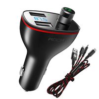 FM Bluetooth Transmitter + 3in1 Charging Cable, TechnoHooks, Wireless in-Car FM Music Bluetooth Adapter - Bluetooth Car Kit with Handsfree Calling, Dual USB Charger for car + All-in-One Charge Cord