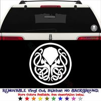 GottaLoveStickerz Cthulhu Badge Myth Removable Vinyl Decal Sticker for Laptop Tablet Helmet Windows Wall Decor Car Truck Motorcycle - Size (15 Inch / 38 cm Tall) - Color (Matte White)