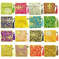 NHW 16pcs traditional brocade bag embroidery bag jewelry bag Shu Jin fringed Wallet Zipper jewelry bag value set (24)