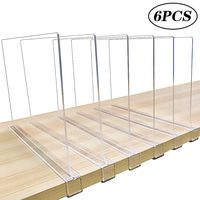 Mebbay 6 Pack Clear Acrylic Shelf Dividers for Closet, Wood Closets Shelf Separator and Organizer, for Kitchen Cabinets, Bookcases, No Installation Tools Required