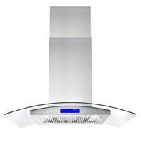 Cosmo 668ICS900 36-in Kitchen Ceiling Island Mount Range Hood 900-CFM with Chimney, LED Lights, Permanent Filters, and Convertible Duct, in Stainless Steel