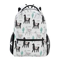 Cute Llamas and Cactus Laptop Backpack, Black White Alpaca Water Resistant College Travel Computer Notebooks Backpack for Men Women