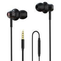 Earbud Headphones with Microphone, Stereo Wired Earbuds with Remote Control 3.5mm Jack, in Ear Headphones Compatible with iPhone Samsung Android PC, Noise Isolating Earphones for Sports Fitness, Red