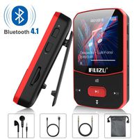 Clip Mp3 Player with Bluetooth 4.1 8GB Lossless Sound Music Player with FM Radio Voice Recorder Video Earphones for Running, Support up to 128GB(Red)