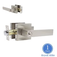 Satin Nickel Finish Entry Door Levers with Keys for Front&Exterior Doors, Durable Heavy Duty Keyed Alike Entry Door Levers with Lock and Key Lockset, 1 Pack